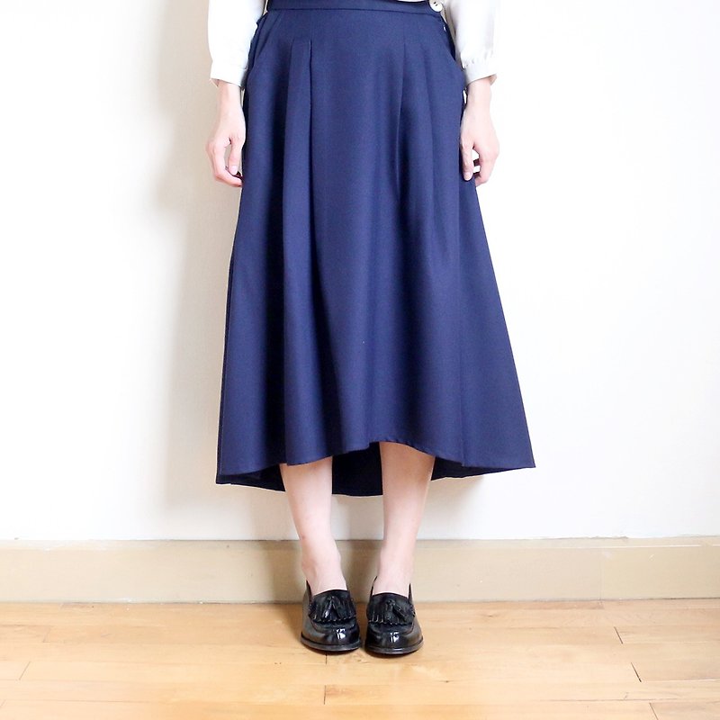 irregular hem skirt : navy - 裙子 - 聚酯纤维 蓝色