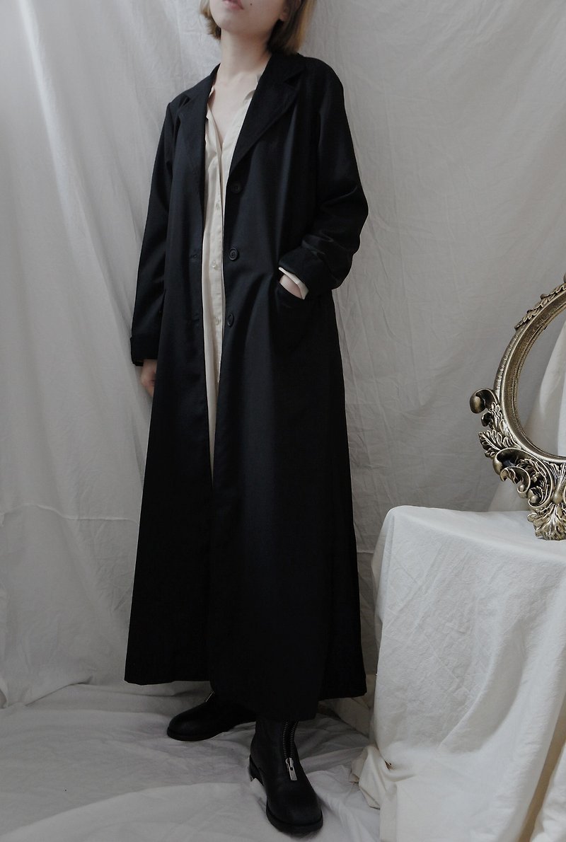 silk splicing garment 拼接长风衣外套 - 女装休闲/机能外套 - 其他人造纤维 黑色