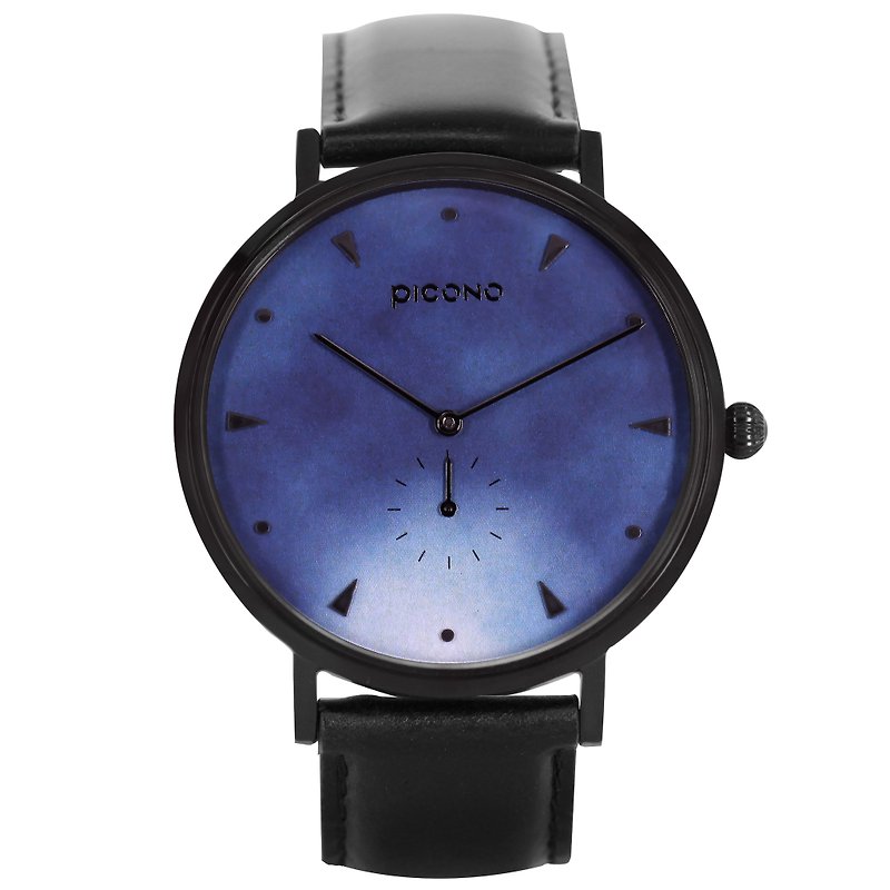 【PICONO】A week 系列 渲染简约黑色真皮表带手表 / AW-7601 - 男表/中性表 - 不锈钢 蓝色
