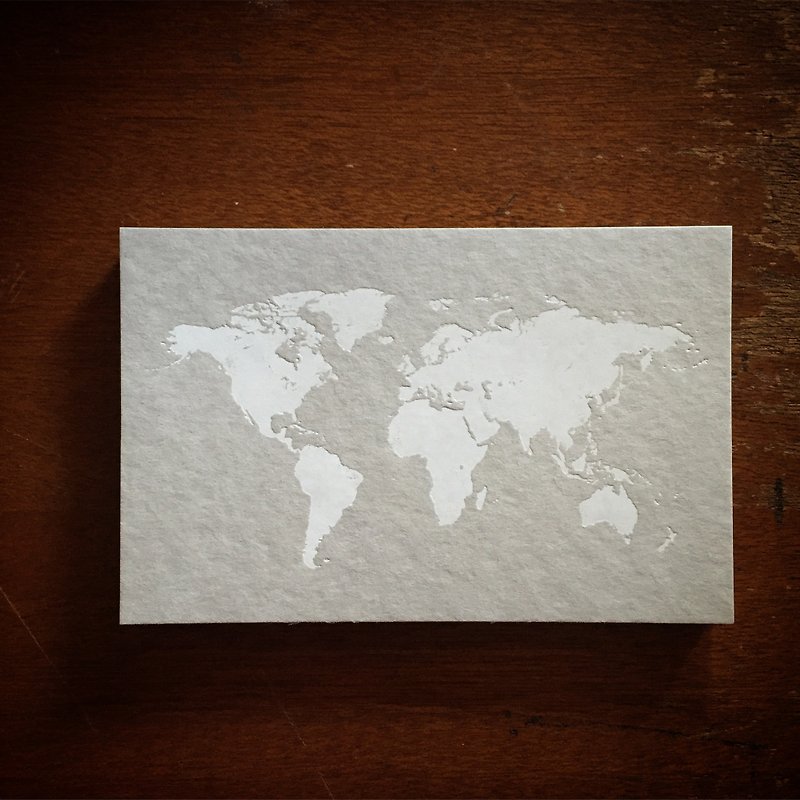 世界地图明信片 / 灰卡烫白 - 卡片/明信片 - 纸 灰色