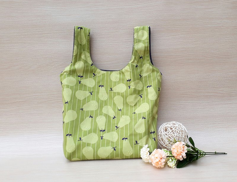【环保购物袋】西洋梨-日韩布料(小款) - 随行杯提袋/水壶袋 - 棉．麻 绿色