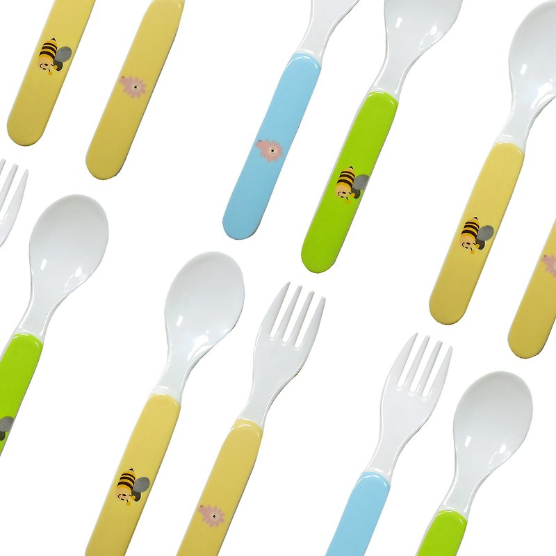 天成饭店集团  比比家族餐具组-叉子/汤匙-蓝绿色 - 儿童餐具/餐盘 - 塑料 