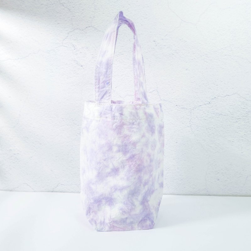: 淡紫: 饮料提袋 环保袋 手提袋 杯套 手染 渲染 染色 - 随行杯提袋/水壶袋 - 棉．麻 紫色