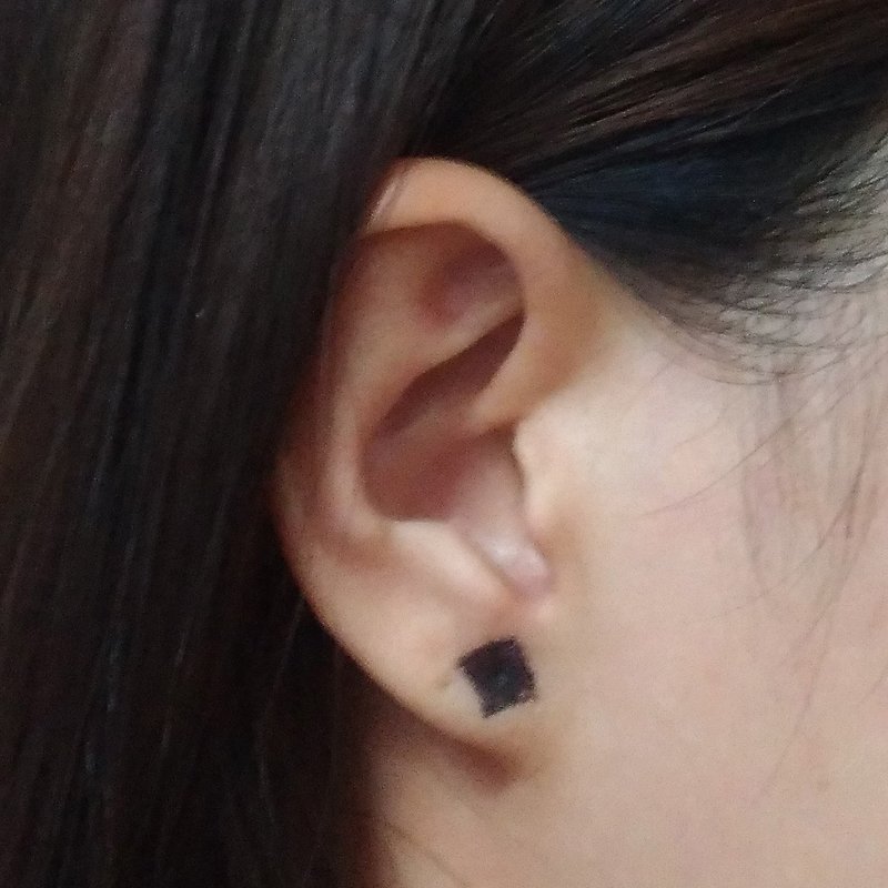 【异想】几何黑方块【伪】耳环/耳饰2.0 - 耳环/耳夹 - 其他材质 黑色