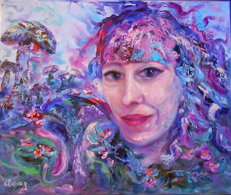 Original Oil Painting On Canvas Girl in Wonderland Love Artist Svinar Oksana - 其他 - 其他材质 多色