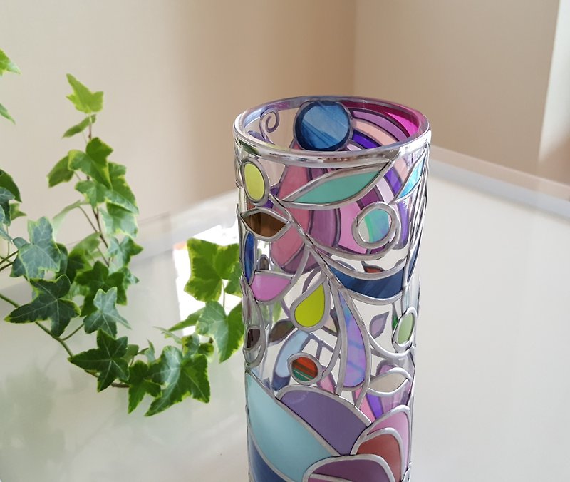 ガラス円形花瓶　冬花 - 花瓶/陶器 - 玻璃 粉红色