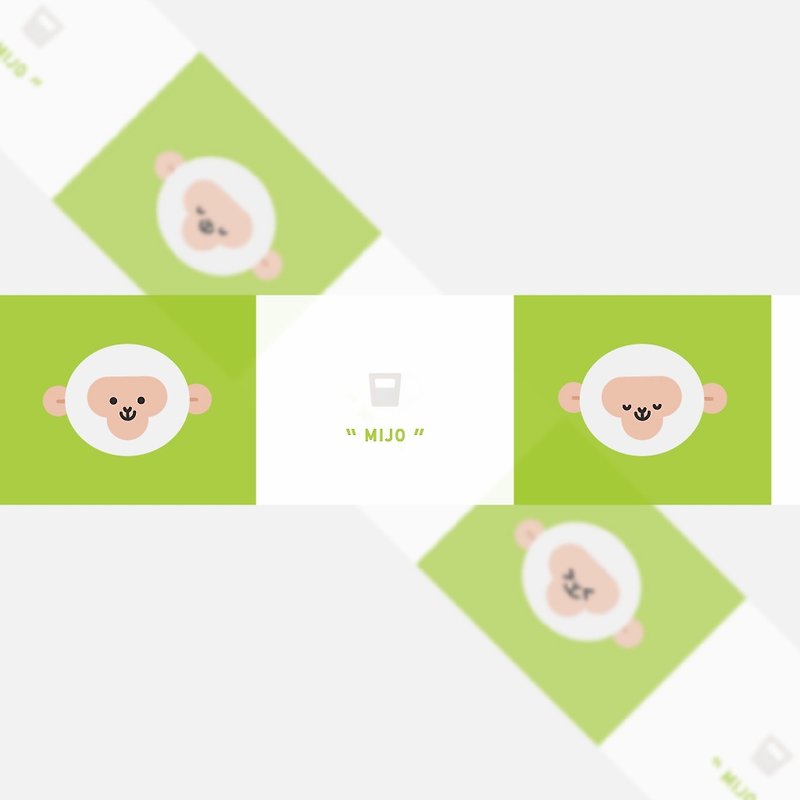 经典表情纸胶带-白米 台湾猕猴 - 纸胶带 - 纸 绿色