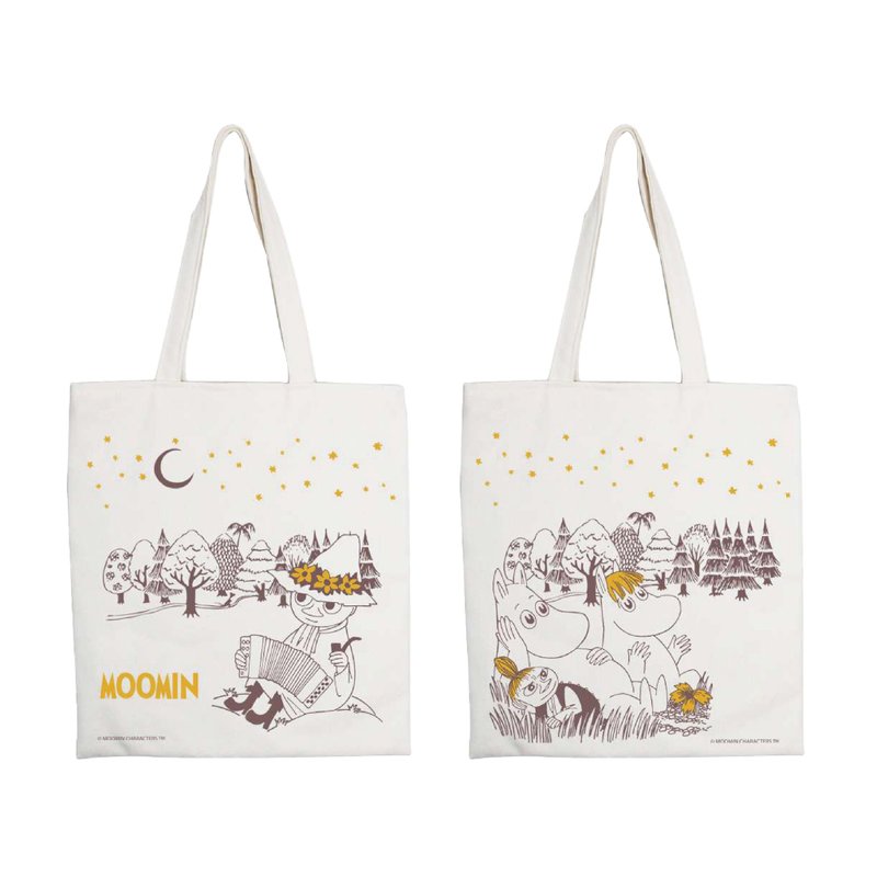 【MOOMIN】仲夏之夜 大容量购物包 - 手提包/手提袋 - 棉．麻 