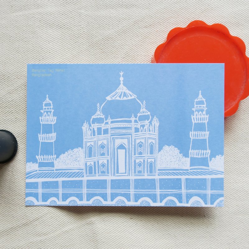 旅行风景孟加拉-泰姬陵插画明信片 - 卡片/明信片 - 纸 蓝色