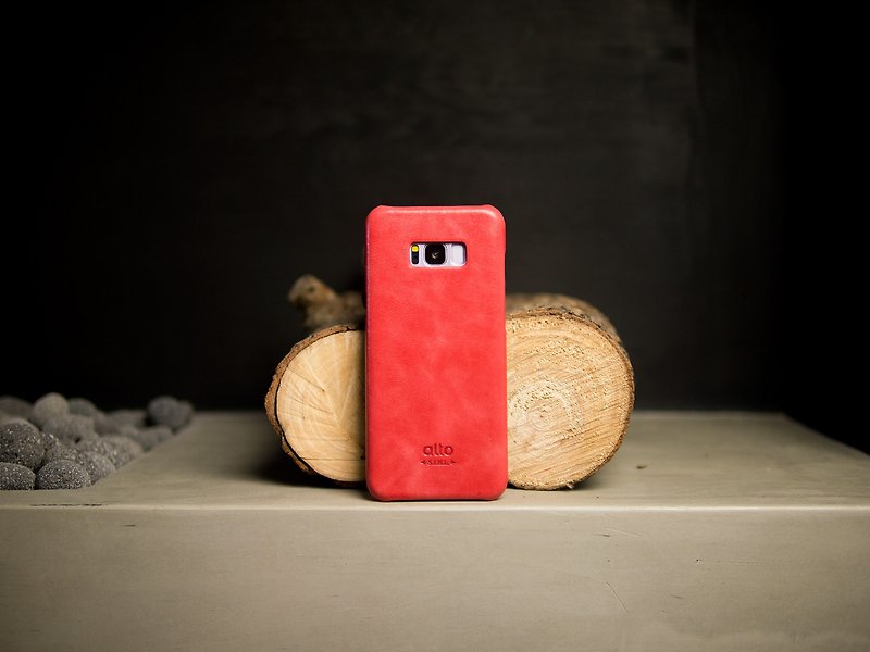 【定制化礼物】皮革手机壳 Galaxy S8 5.8寸 - 红 - 手机壳/手机套 - 真皮 红色