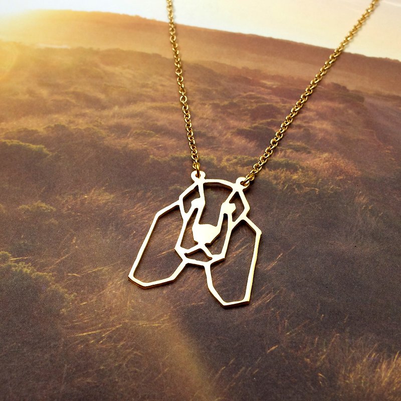 English Cocker Spani Dog Necklace, Gold Plated Brass Necklace, Dog Birthday gift - 项链 - 铜/黄铜 金色