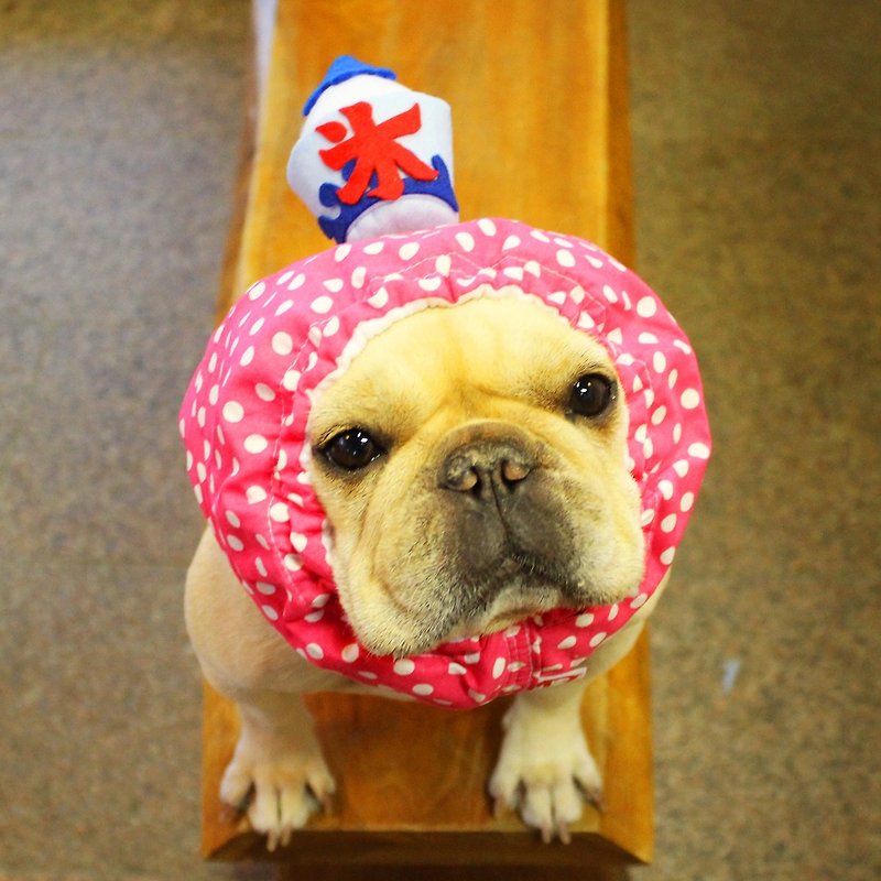 冷やし犬ヅラ　ピンク　かき氷ブル－ハワイ - 衣/帽 - 羊毛 粉红色