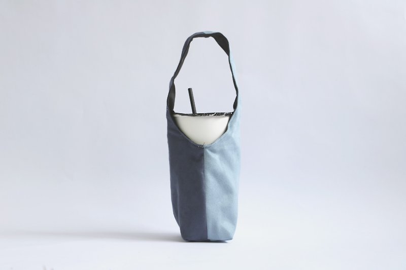 MaryWil麂皮双面环保杯套饮料提袋-深蓝x灰蓝 - 随行杯提袋/水壶袋 - 聚酯纤维 多色