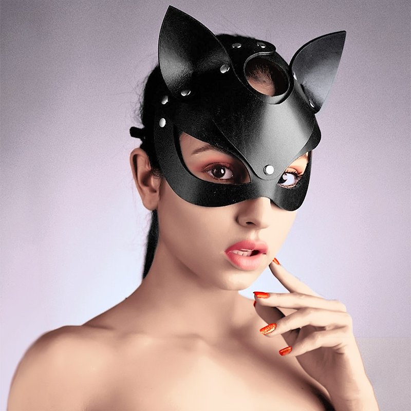皮革猫女脸面具 性感Cosplay角色扮演 万圣节派对 SM情趣眼罩礼物 - 其他 - 人造皮革 