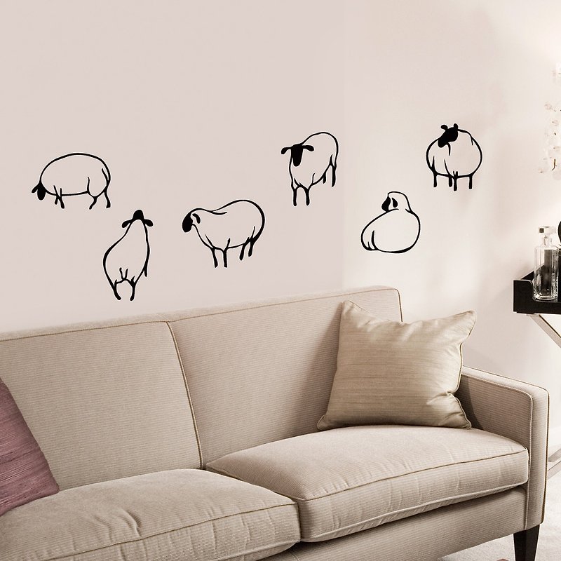 《Smart Design》创意无痕壁贴◆六只小羊 8色可选 - 墙贴/壁贴 - 纸 黑色