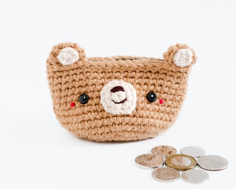Coin purse - Crochet the Bear (Brown) | Crochet Coin Case. - 零钱包 - 棉．麻 咖啡色