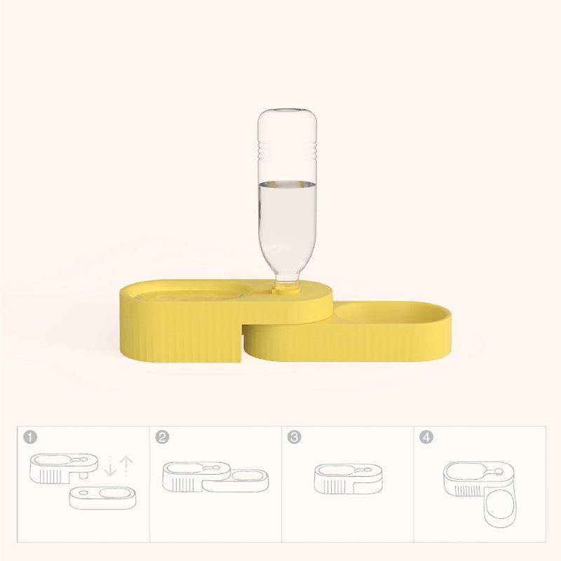 pidan狗碗双碗斜口狗食盆自动饮水狗-黄色 - 碗/碗架 - 塑料 黄色