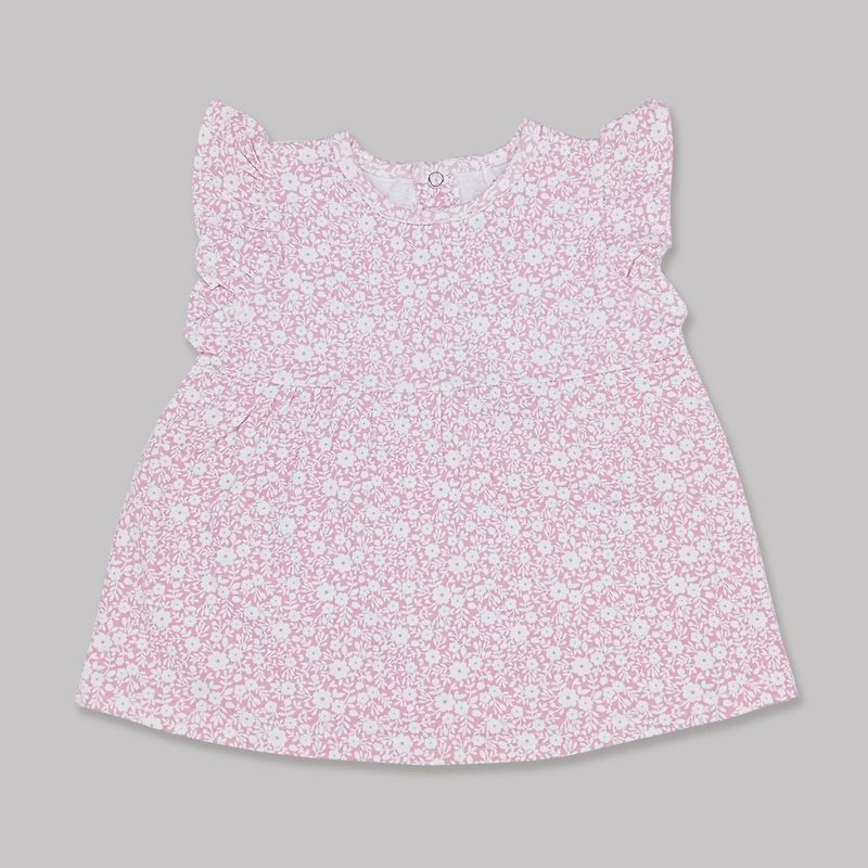 【Deux Filles有机棉】女童短袖上衣18M-4T  粉底白花 - 童装上衣 - 棉．麻 