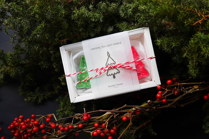 圣诞小树雪花蜡烛 Crystal Christmas Tree Candle Set - 蜡烛/烛台 - 蜡 红色