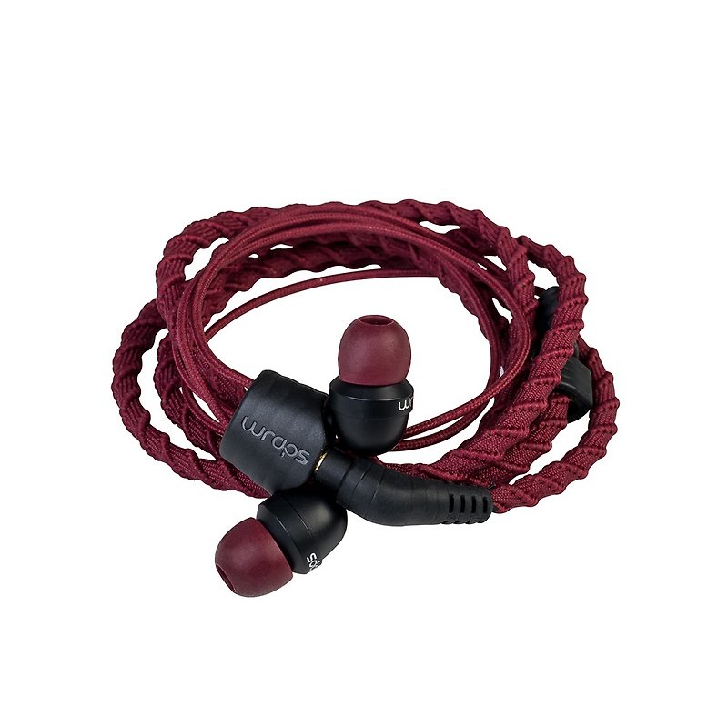 英国 Wraps【Classic】经典编织手环耳机 酒红 - 耳机 - 聚酯纤维 红色