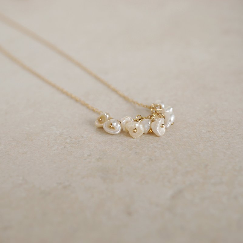 14kgf Pom Pom Pearl Necklace - 项链 - 珍珠 白色