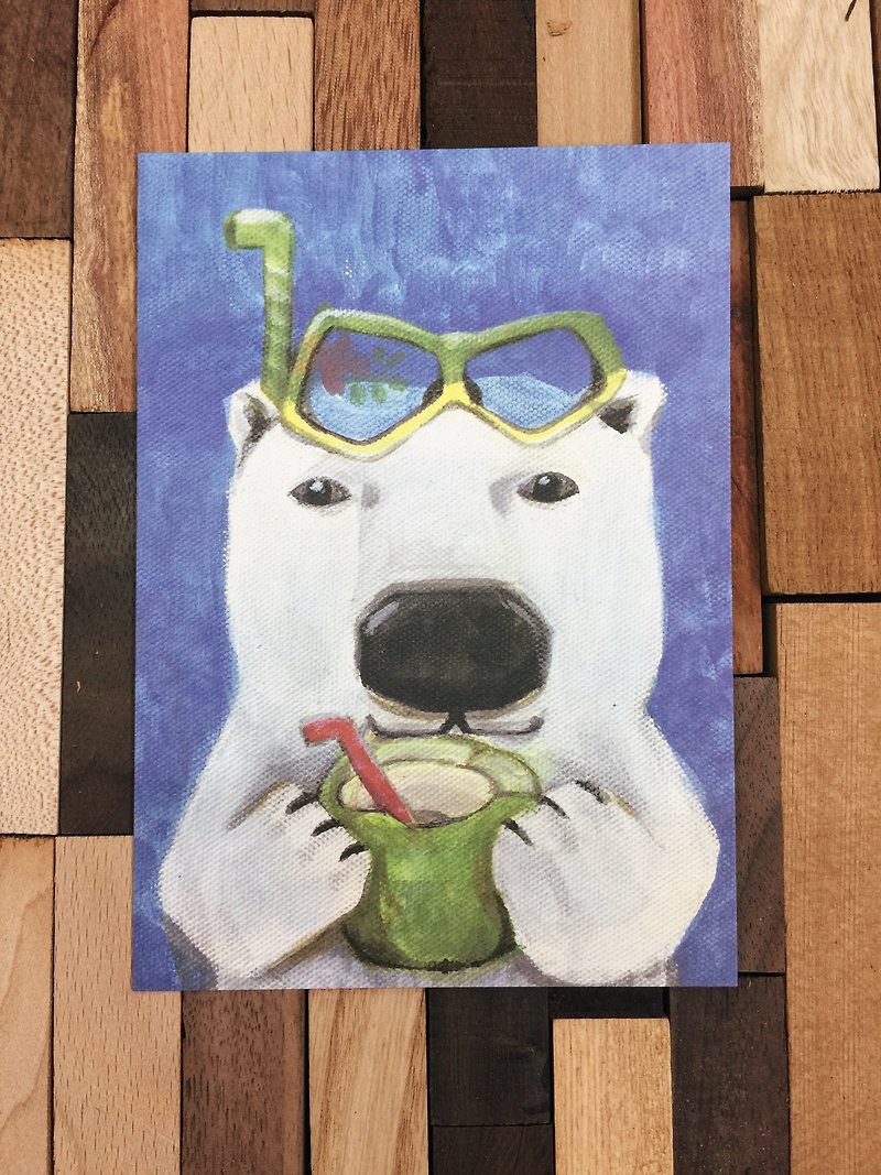 北极熊先生 的渡假日- 动物的日常系列 - 卡片/明信片 - 纸 蓝色