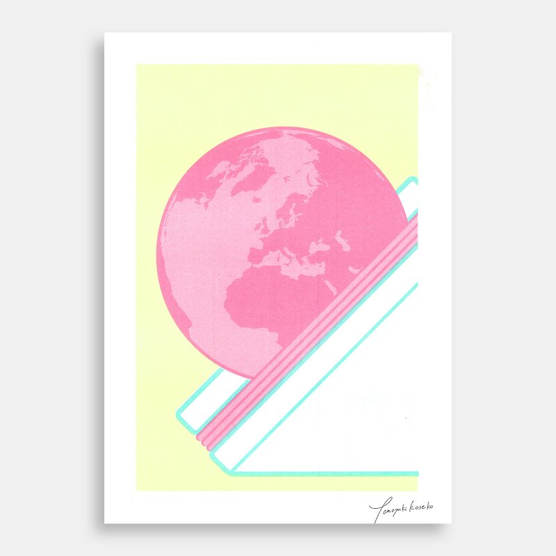 Art Print (RISO) - Hams of the Planets #03-3 ( spring edition ) - 海报/装饰画/版画 - 纸 粉红色