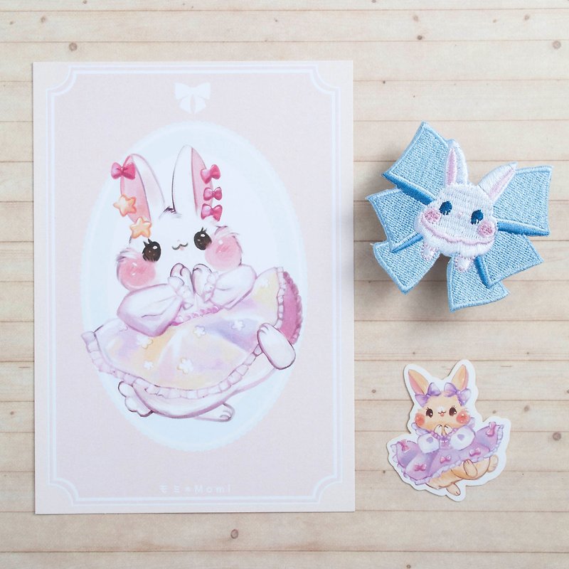 洋装兔兔明信片*彩色洋装小白兔 - 卡片/明信片 - 纸 粉红色