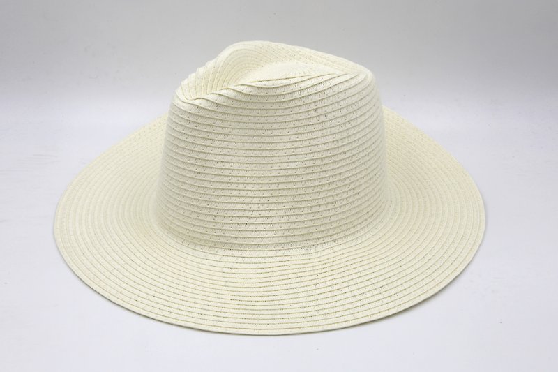 【纸布家】大帽檐绅士帽(白色)纸线编织 - 帽子 - 纸 白色