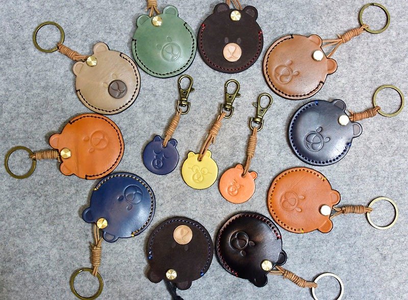 阿熊头感应晶片皮套·gogoro钥匙皮套 钥匙圈版 - 钥匙链/钥匙包 - 真皮 
