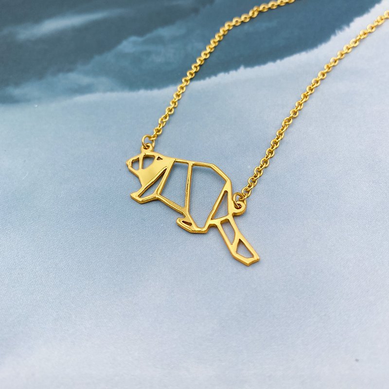 海狸项链，折纸风格 - 项链 - 铜/黄铜 金色