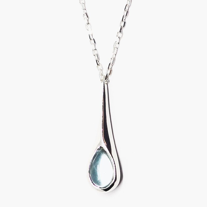 しずくアクアマリンカボションSV925ネックレス【Pio by Parakee】aquamarine necklace - 项链 - 宝石 蓝色
