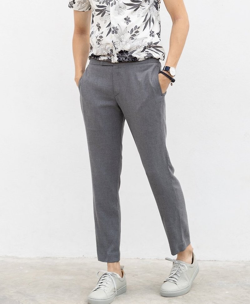 Grey tailored trousers - 男士长裤 - 棉．麻 灰色