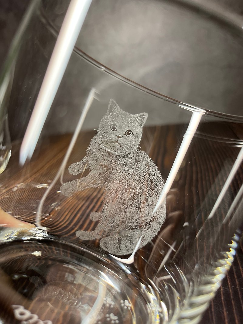 【定制】写实宠物插画 猫咪插画 雕刻艺术 宠物猫 猫咪商品 猫咪 - 订制画像 - 玻璃 透明