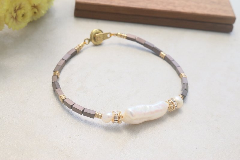 珍珠 天然石 水晶 黄铜 手链 1048选择 - 手链/手环 - 宝石 咖啡色