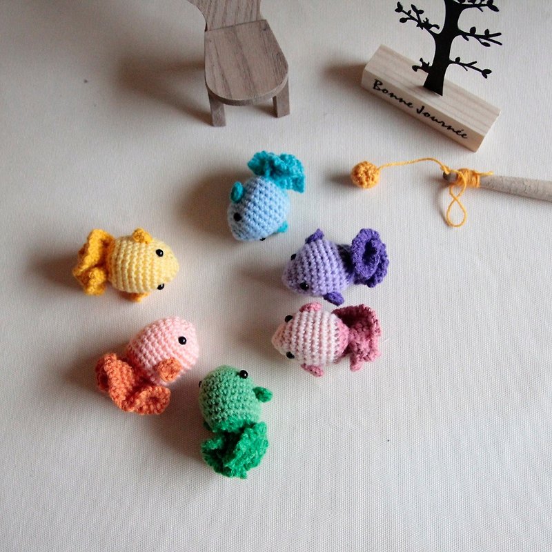 毛线钓鱼游戏组, 磁铁小鱼6只 - 玩具/玩偶 - 聚酯纤维 多色