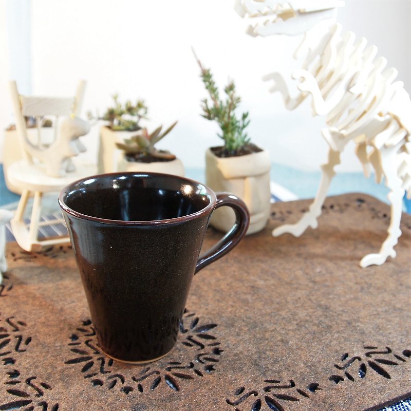 黑釉马克杯,咖啡杯,茶杯,水杯-容量约240ml - 咖啡杯/马克杯 - 陶 黑色