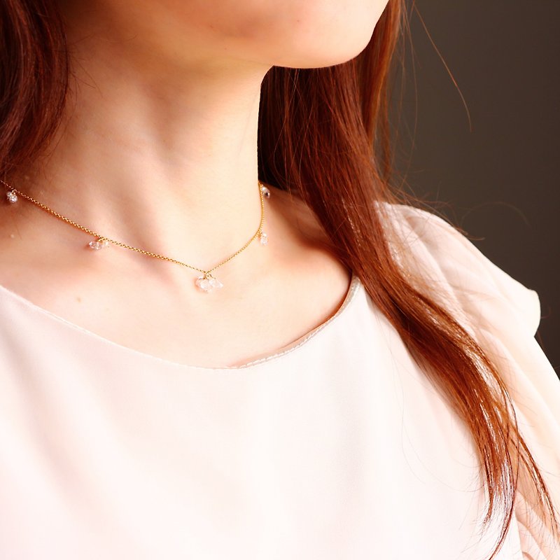 Harkimer diamond necklace-14kgf - 项链 - 宝石 金色