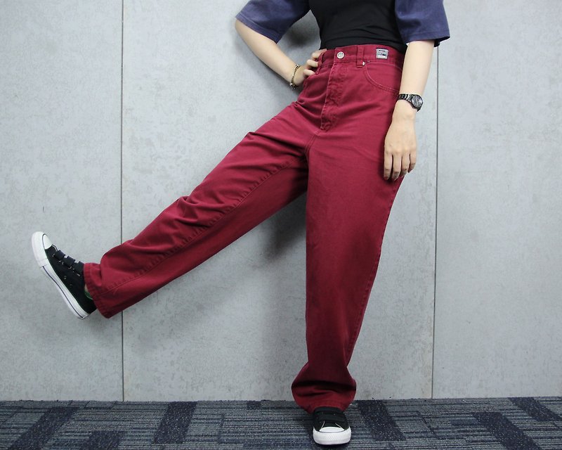 Tsubasa.Y 古着屋 Versace Jeans 酒红777214  vintage versace jeans - 女装长裤 - 纸 红色
