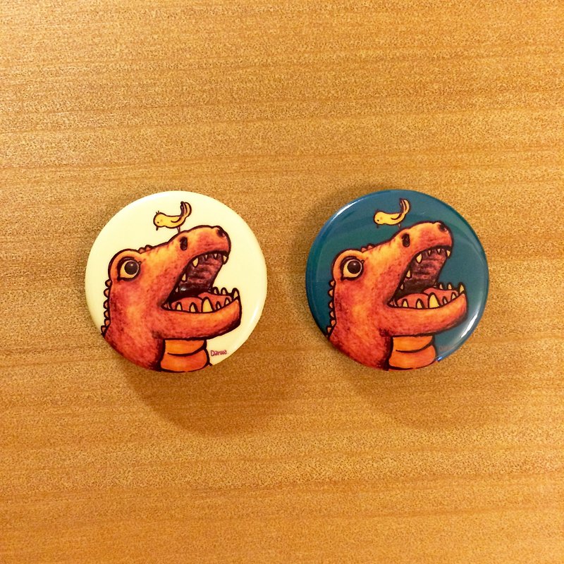 Darwa--小恐龙和黄雀好朋友(2款色)-徽章 - 徽章/别针 - 塑料 