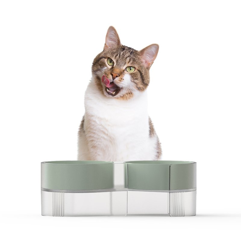猫碗 双碗 宠物碗 猫食盆 猫用品 宠物用品 - 碗/碗架 - 塑料 绿色