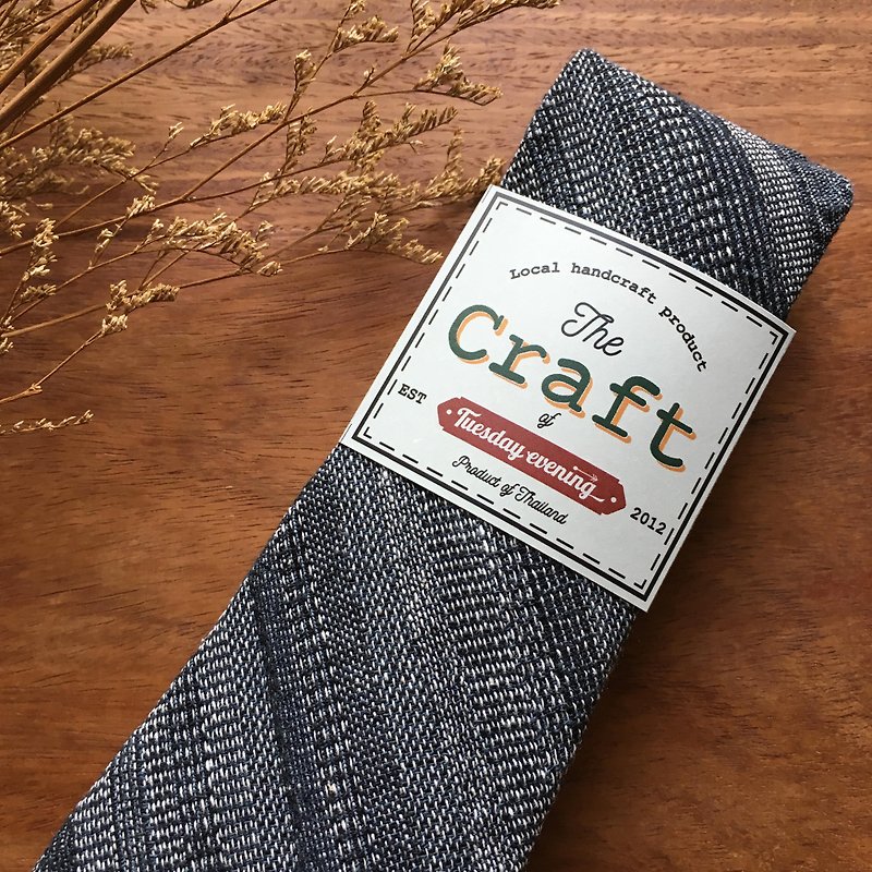 Handicraft Cotton Grey Streak Neck Tie - 领带/领带夹 - 棉．麻 灰色