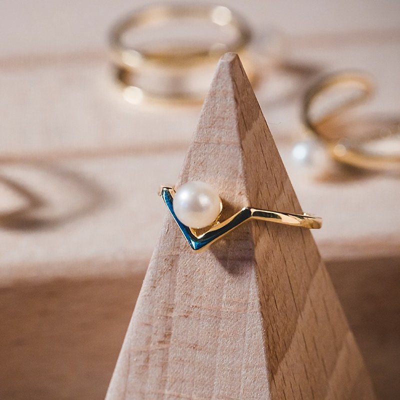 天然珍珠戒指 - Kismet - 戒指 - 其他金属 金色