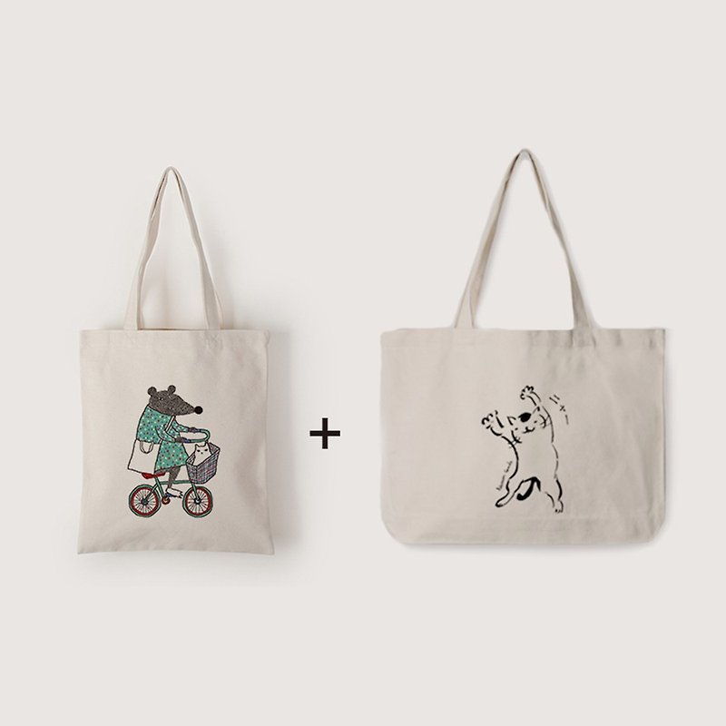 【惊喜包】布包福袋—插画直式袋+插画横式袋 | 不挑款随机 - 侧背包/斜挎包 - 棉．麻 