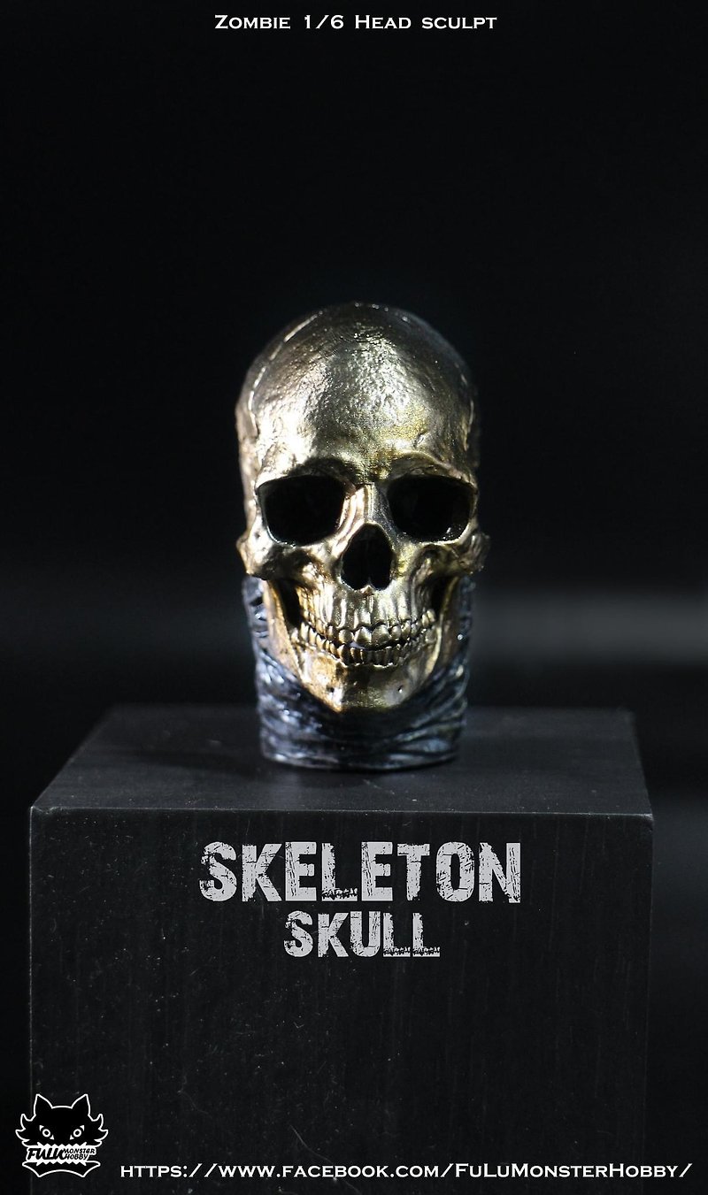 12吋骷髅头雕 Gold Skull (金骷髅) - 玩偶/公仔 - 树脂 金色