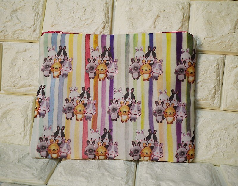 化妆包 笔袋 杂物包 Hi兔 兔子 rabbit bunny - 化妆包/杂物包 - 棉．麻 多色