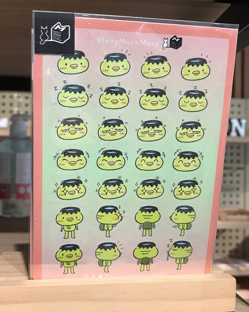 PVC Glossy Sticker sheet with Kiss Cut in A6 size - Kappa Emo Faces - 贴纸 - 纸 多色
