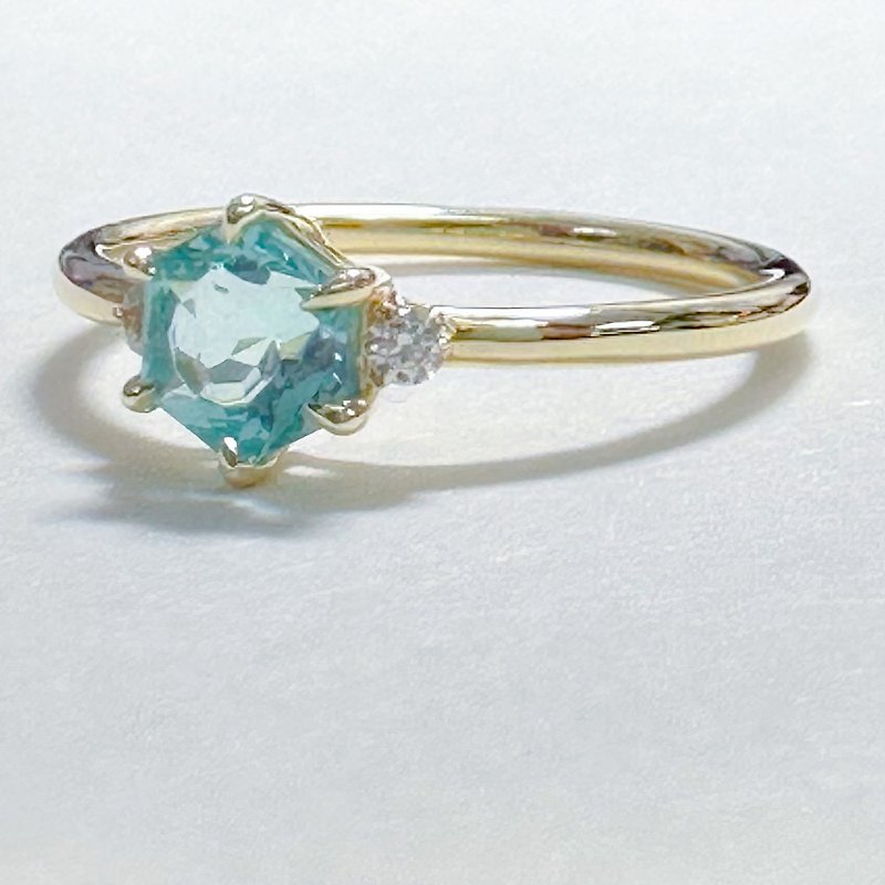 14K金 蓝磷灰宝石 戒指 每件不同 每款独有 - 戒指 - 宝石 金色