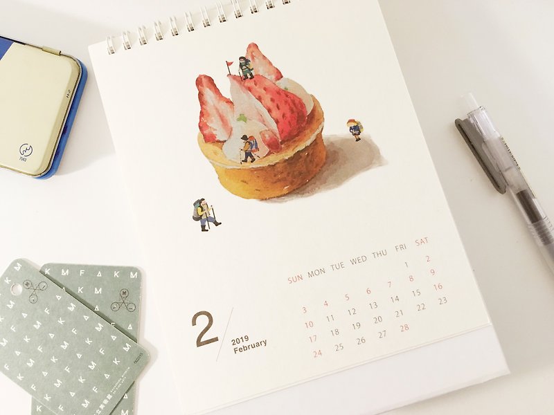 2019黄鼻子呜呜 美食运动家 calendar 桌历 - 年历/台历 - 纸 白色