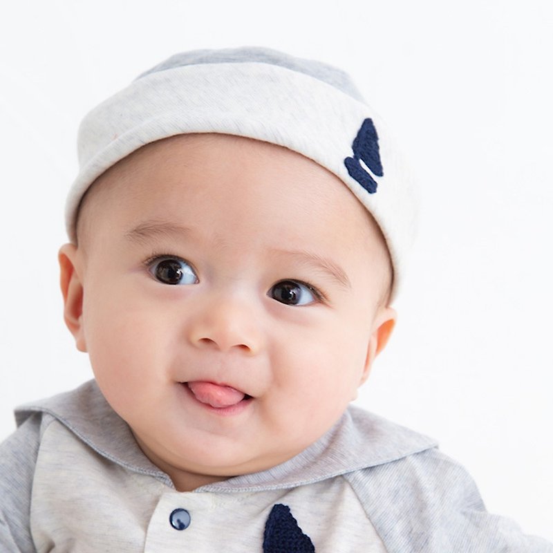 Y-8008 100% オーガニックコットン 天竺セーラー帽 コン アカ 頭囲42cmから44cm ワンサイズ ポプキンズベビー 日本製 - 婴儿帽/发带 - 棉．麻 白色